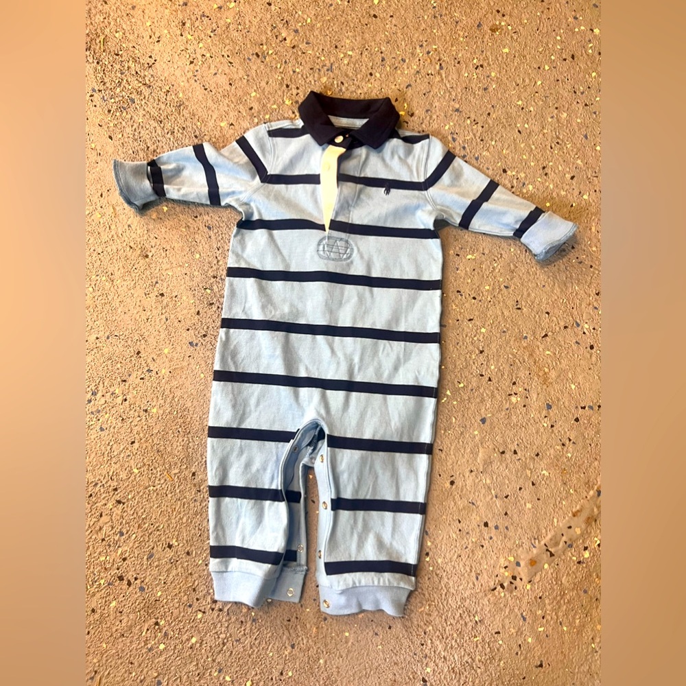 9month old polo Ralph Lauren Pajamas Light Blue striped
